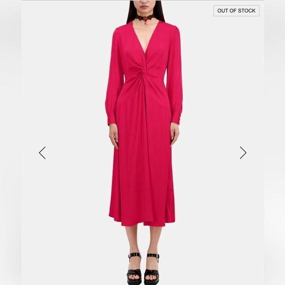 $415 The Kooples LONG RED DRESS WITH BOW NWT - Picture 1 of 11